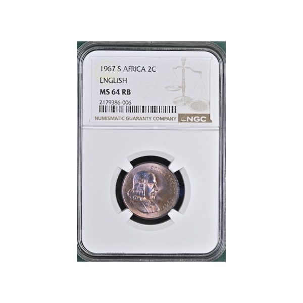1967 South Africa 2 Cent English MS 64 RB NGC