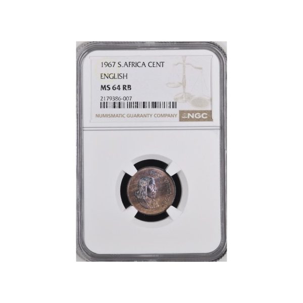 1967 South Africa 1 Cent English MS 64 RB NGC