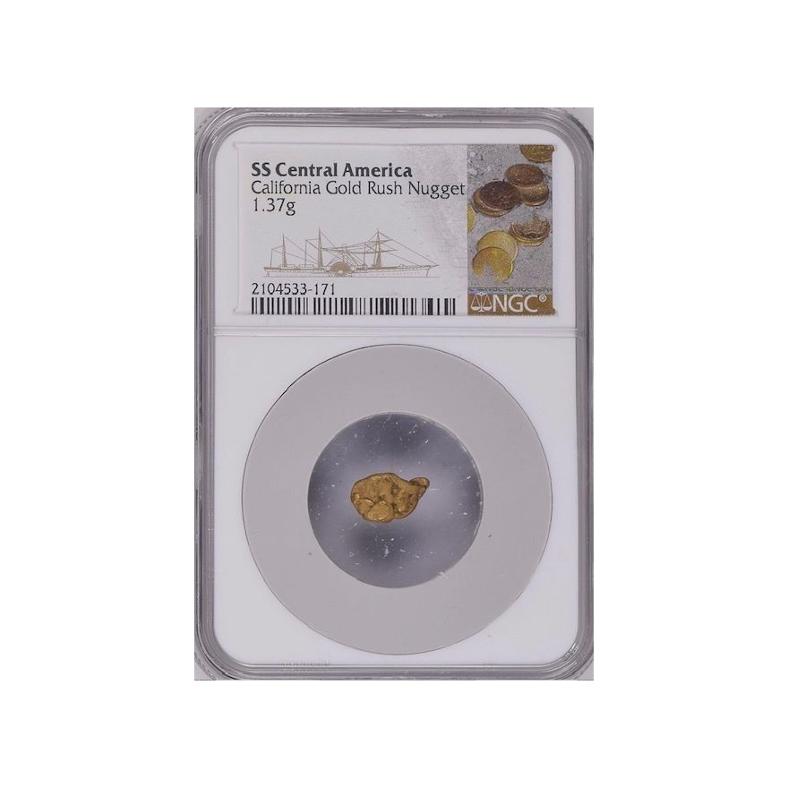 S.S. Central America Shipwreck: California Gold Rush Nugget NGC. 1.37grams