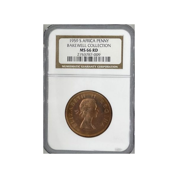 1959 South Africa Penny MS 66 RD NGC. Finest Known