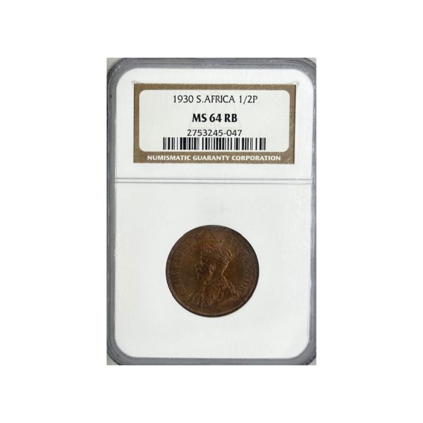 1930 South Africa 1/2 Penny MS 64 RB NGC