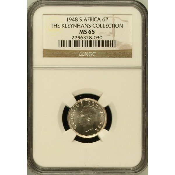 1948 South Africa 6 Pence MS 65 NGC