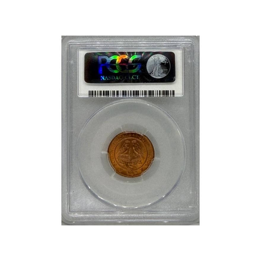 1948 South Africa 1/4 Penny MS 66 RD PCGS. Finest Known Stand Alone - Image 2