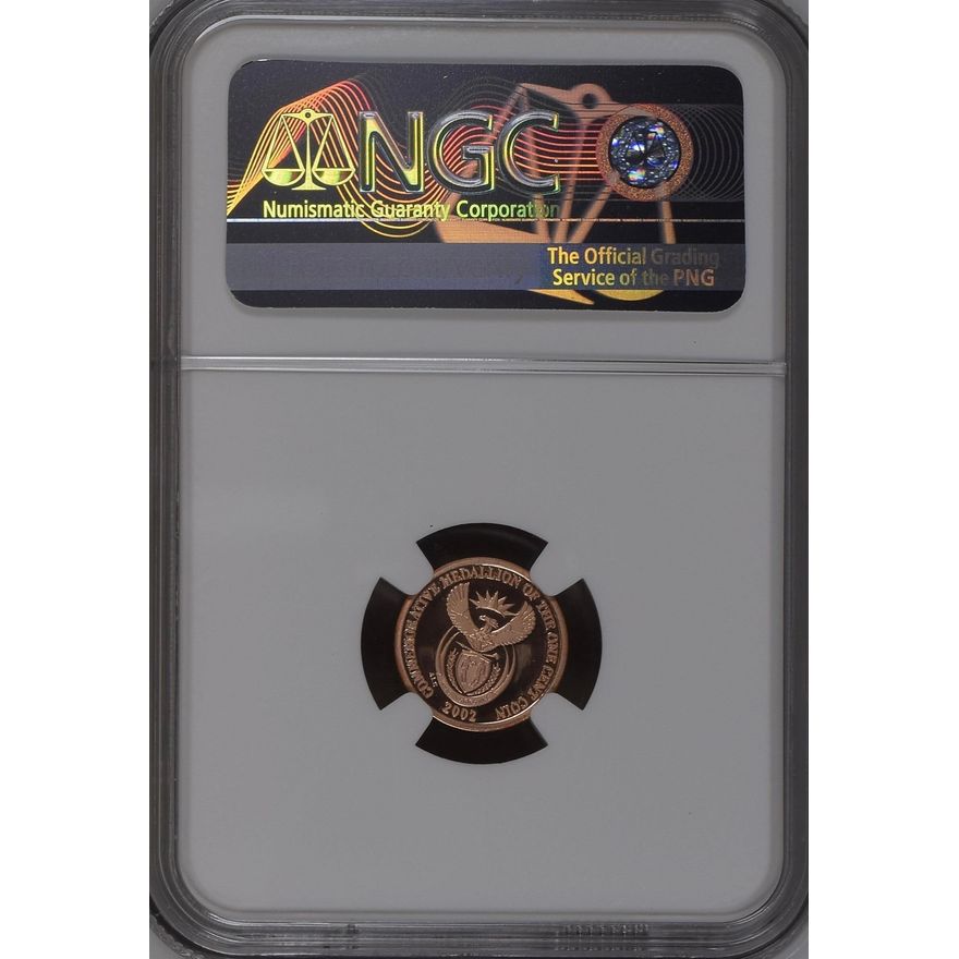 2002 South Africa Steel Cent Medal Commemorative Copper Plated PF 69 RD Ultra Cameo NGC. Finest Known - Image 2