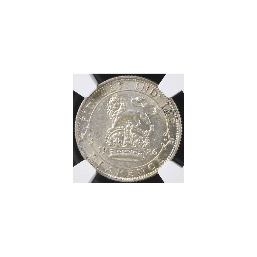 1926 Great Britain 6 Pence Modified Bust AU 58 NGC - Image 4