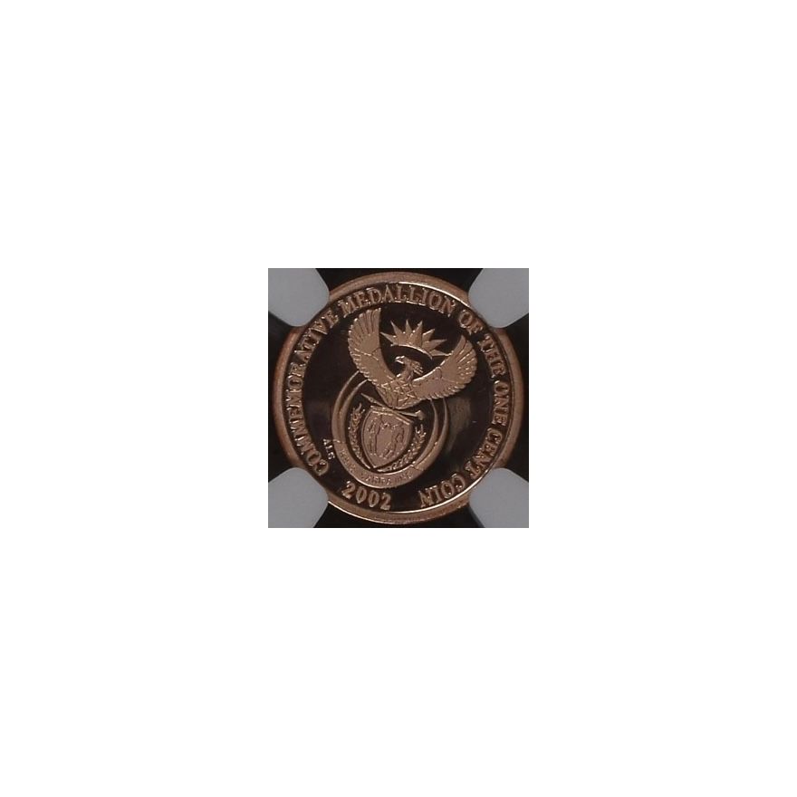 2002 South Africa Steel Cent Medal Commemorative Copper Plated PF 69 RD Ultra Cameo NGC. Finest Known - Image 4