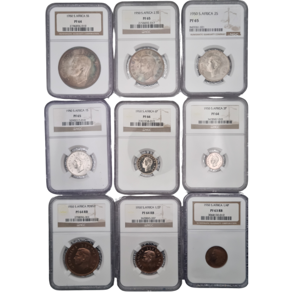 1950 Graded Short Proof Set (NGC) 1/4 Penny - 5 Shilling