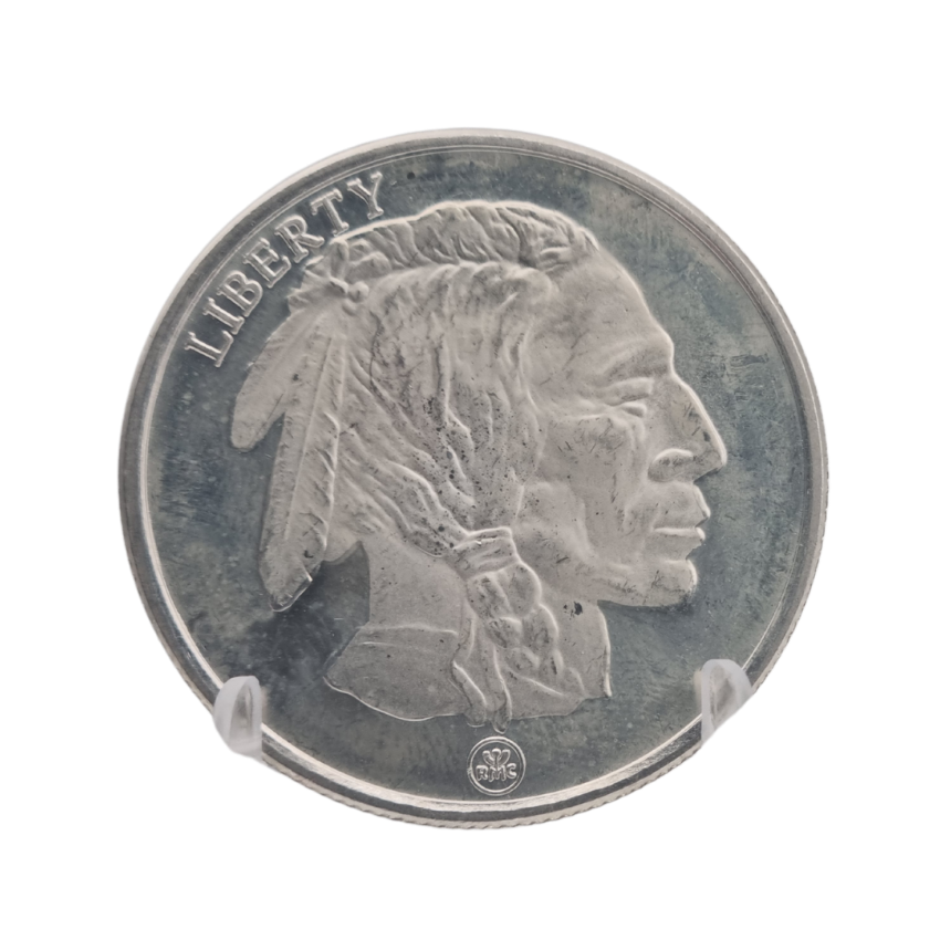 American Buffalo 1 oz .999 Fine Silver Round — Bison & Indian Head Design - Image 2