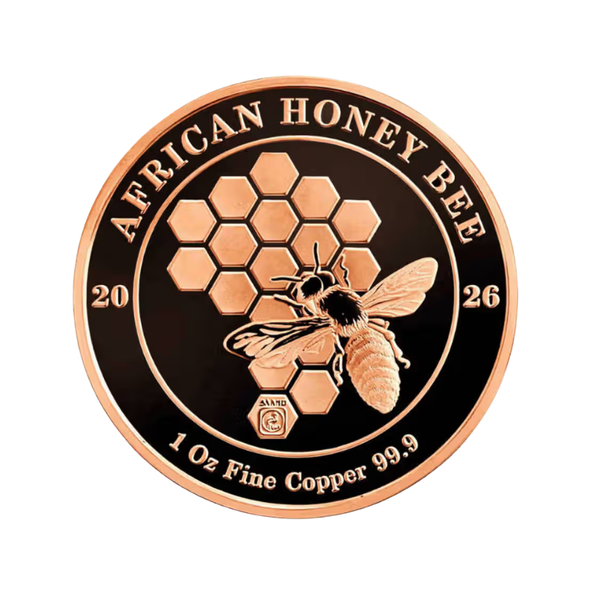 1 oz .999 Copper African Honeybee round