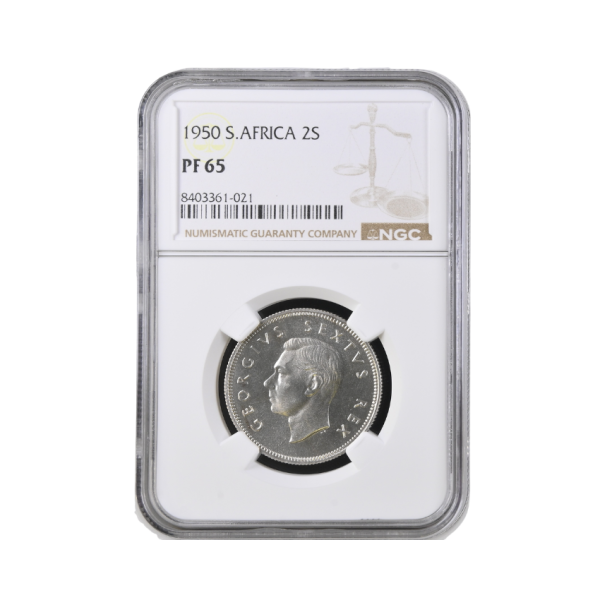 1950 South Africa 2 Shillings PF 65