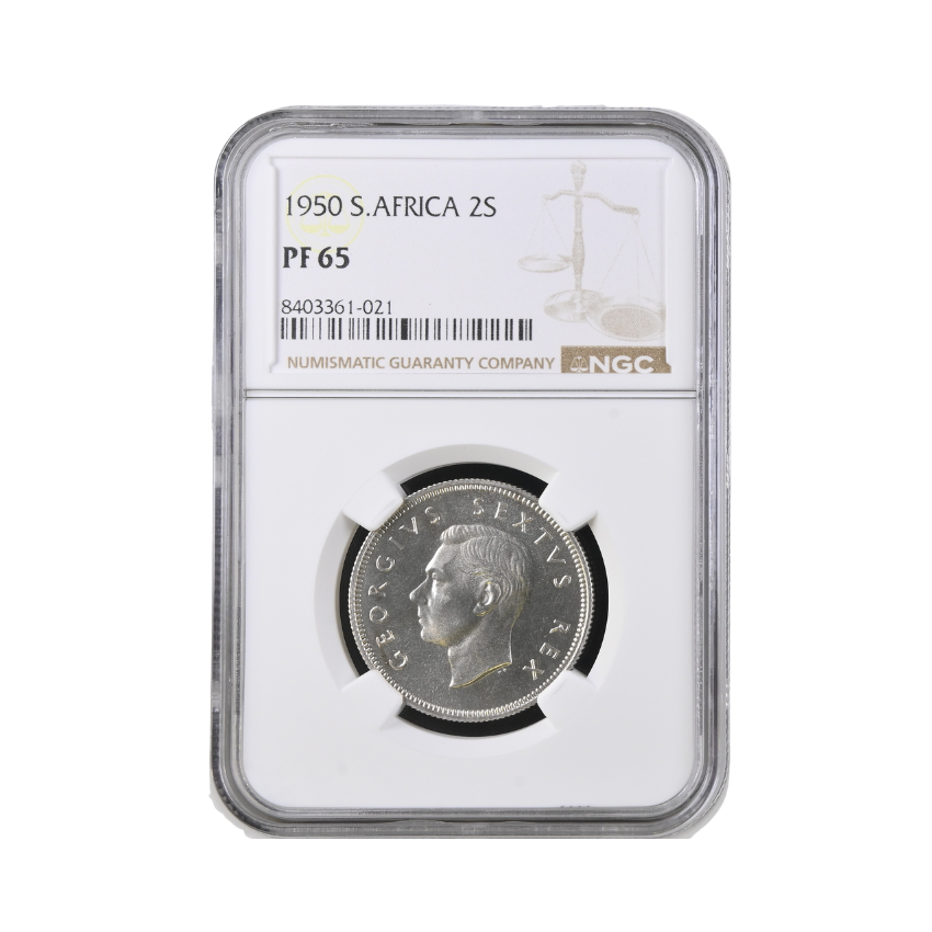 1950 South Africa 2 Shillings PF 65