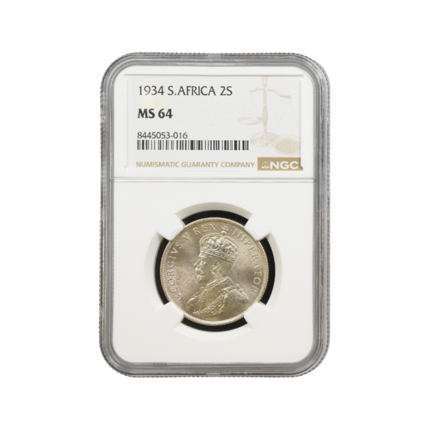 1934 South Africa 2 Shilling MS 64 NGC Graded