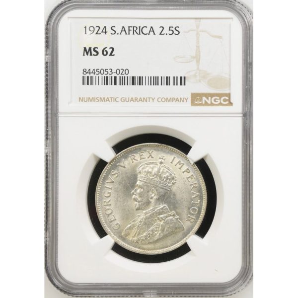 1924 South Africa 2.5 Shillings MS 62 NGC